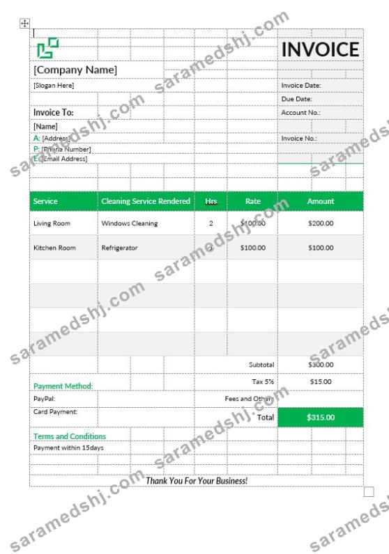 House Cleaning Service Invoice Template